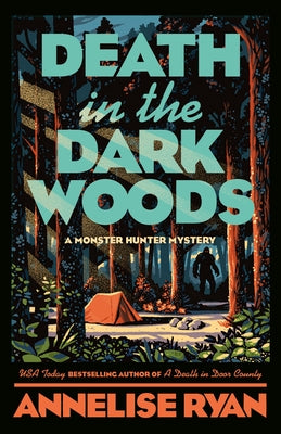 Paperback copy of "Death in the Dark Woods" by Berkley Books, featuring a dark forest scene on the cover.