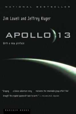 Paperback copy of Apollo 13 book by Mariner Books, showing the front cover with space mission imagery.