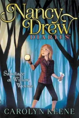 Paperback of "Sabotage at Willow Woods" by Aladdin Paperbacks featuring a colorful book cover with woodland scene and characters.