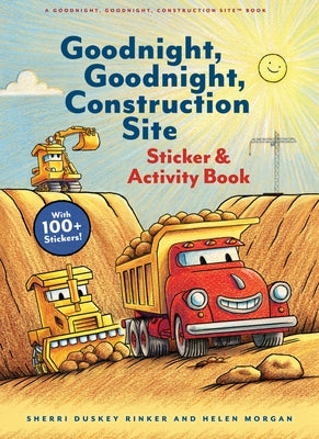 Paperback "Goodnight, Goodnight, Construction Site" sticker and activity book by Chronicle Books with colorful construction-themed illustrations.
