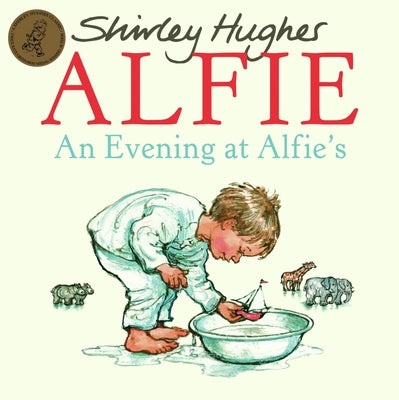 Paperback of "An Evening at Alfie's" by Red Fox with colorful cover art, featuring a cozy evening scene.