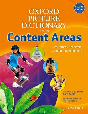 Paperback Oxford Picture Dictionary for Content Areas showing colorful illustrations and vocabulary words for content area literacy.