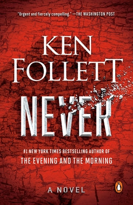 Paperback copy of the novel "Never" by Penguin Books, featuring the book cover with title and author details.