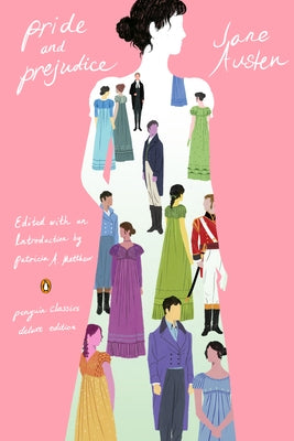 Penguin Classics Pride and Prejudice paperback by Jane Austen, deluxe edition with classic cover art and detailed spine.