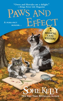 Mass market paperback book titled "Paws and Effect" by Berkley Books, featuring a cover with a playful cat illustration.