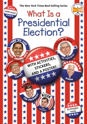 Paperback book titled "What Is a Presidential Election?: 2024 Edition" by Penguin Workshop, featuring a colorful cover design.