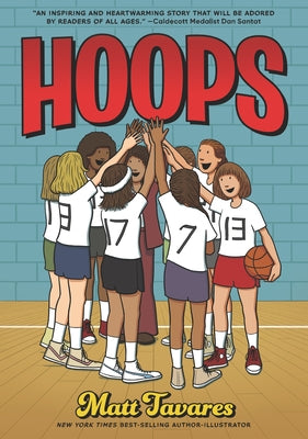 Paperback of Hoops: A Graphic Novel by Candlewick Press, featuring colorful basketball-themed illustrations for middle-grade readers.