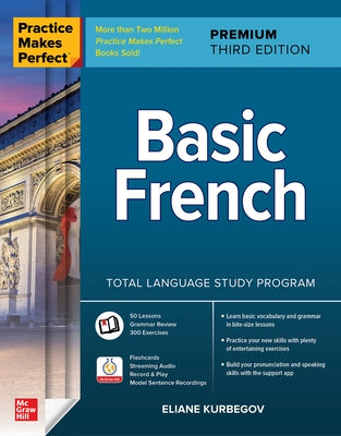 Paperback of Practice Makes Perfect Basic French, Third Edition by McGraw-Hill Companies, showing the front cover with title and branding.