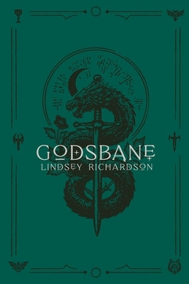 Paperback copy of Godsbane by Fated Lore LLC showing the book cover with dark fantasy artwork and title text.