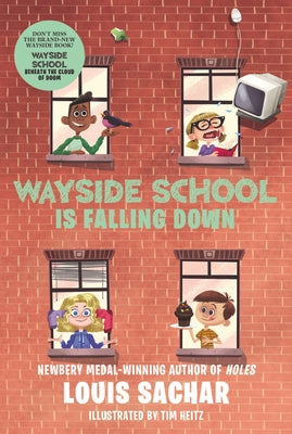 Paperback of Wayside School Is Falling Down by HarperCollins, featuring colorful cover art with whimsical illustrations.