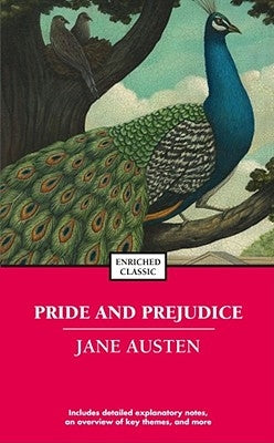 Mass market paperback of Pride and Prejudice by Simon & Schuster, showing the book cover with classic design elements.