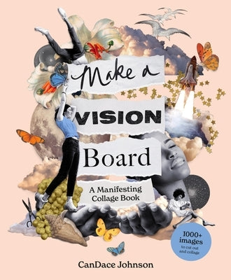 Paperback "Make a Vision Board" manifesting collage book by Laurence King, featuring colorful pages and creative design.