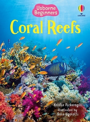 Usborne Books paperback on coral reefs featuring vibrant underwater illustrations and colorful marine life.