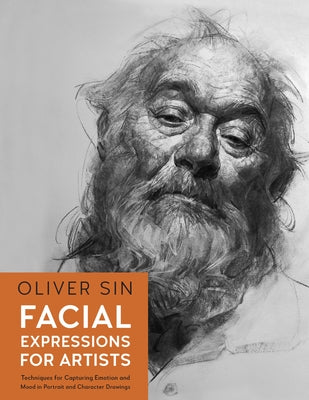 Paperback book titled "Facial Expressions for Artists" showing detailed illustrations of facial emotions and character expressions.