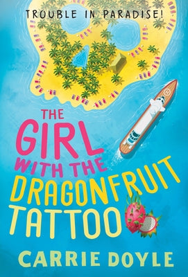 Mass market paperbound of The Girl with the Dragonfruit Tattoo by Poisoned Pen Press, showing the book cover with vibrant artwork.
