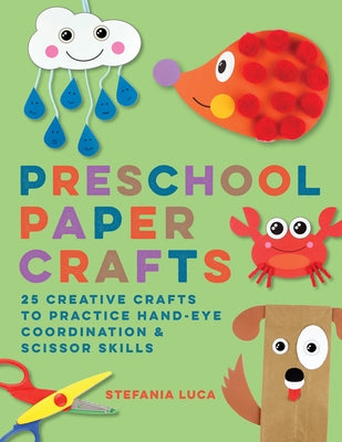 Callisto Kids preschool paper crafts paperback with colorful cutouts and scissors for developing hand-eye coordination and craft skills.