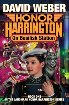 Paperback of On Basilisk Station by Baen featuring the book cover with a science fiction spaceship and space scene.