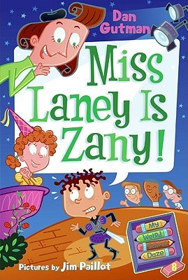Paperback of My Weird School Daze #8: Miss Laney Is Zany! by HarperCollins, showing the colorful book cover with cartoon illustrations.
