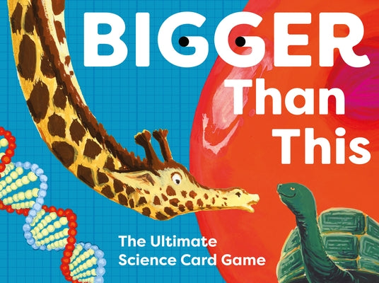 Bigger Than This science card game by Thames & Hudson, featuring colorful science-themed cards on a game table.