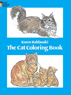 Paperback The Cat Coloring Book by Dover Publications featuring black and white cat illustrations on the cover.