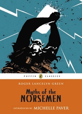 Paperback of Myths of the Norsemen by Puffin Books showing the front cover with Norse myth illustrations.