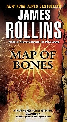 Mass market paperback copy of "Map of Bones" by Harper, a SIGMA Force novel with a dark, mysterious cover illustration.