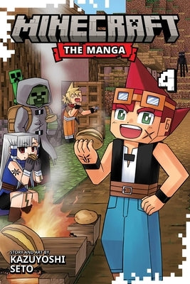 Paperback of Minecraft: The Manga, Vol. 4 by Viz Media, featuring colorful cover art with Minecraft characters and vibrant illustrations.