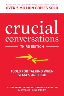 Paperback of Crucial Conversations: Tools for Talking When Stakes Are High by McGraw-Hill Companies, showing the book cover with title and author.