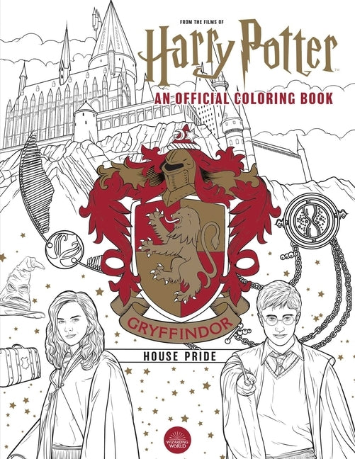 Harry Potter Gryffindor House Pride coloring book by Insight Editions featuring detailed Gryffindor-themed illustrations for fans.