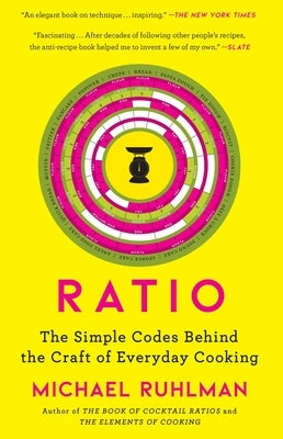 Paperback copy of "Ratio: The Simple Codes Behind the Craft of Everyday Cooking" by Scribner Book Company, showing the book cover.