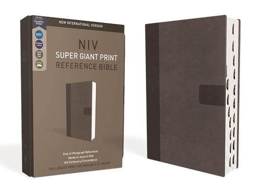 Niv, Super Giant Print Reference Bible, Leathersoft, Gray, Red Letter, Thumb Indexed, Comfort Print by Zondervan