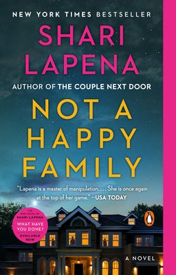 Paperback of "Not a Happy Family" by Penguin Books showing the book cover with dark and moody artwork.
