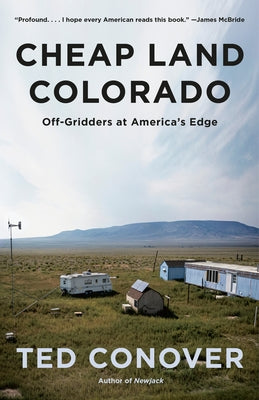Paperback book titled "Cheap Land Colorado: Off-Gridders at America's Edge" by Knopf Doubleday Publishing Group with a cover image.