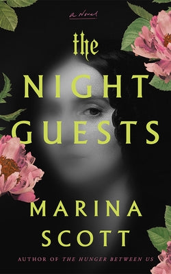 Paperback of The Night Guests by Lake Union Publishing featuring a close-up of the book cover with dark and mysterious artwork.