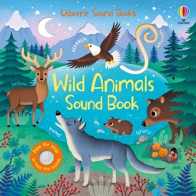 Usborne Wild Animals Sound Book, a colorful board book with animal illustrations and sound buttons for kids.