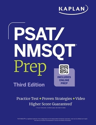 Kaplan Publishing PSAT/NMSQT prep paperback book with practice questions and study tips for test preparation.