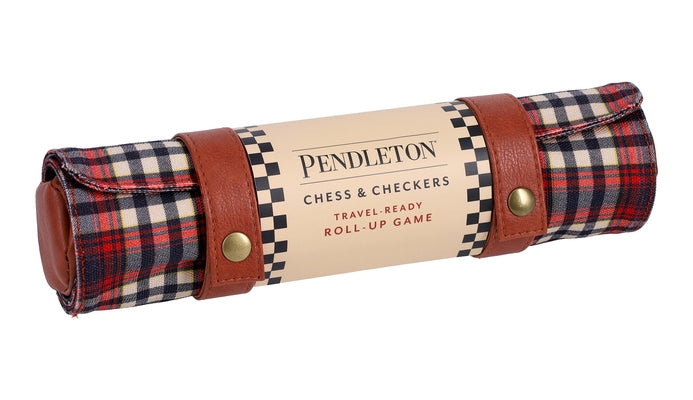 Pendleton Red Black Check Pattern Chess & Checkers: Travel-Ready Roll-Up Game Board Games Chronicle Books