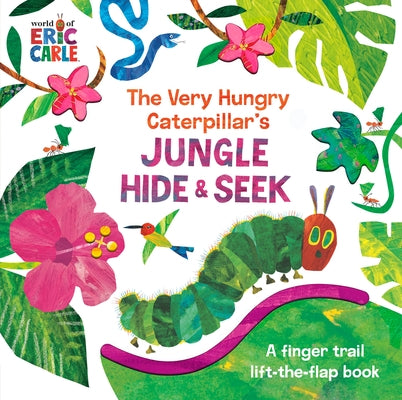 Colorful The Very Hungry Caterpillar Jungle Hide & Seek board book by World of Eric Carle with flap pages and vibrant illustrations.