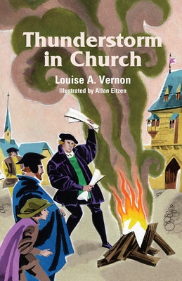 Paperback copy of Thunderstorm in Church by Herald Press, showing the book cover with stormy church scene.