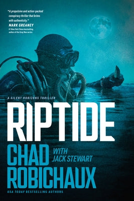 Paperback copy of Riptide novel by Tyndale Fiction with cover art featuring ocean waves and a boat.