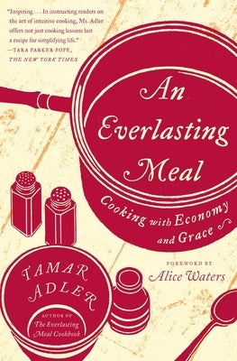 Paperback copy of "An Everlasting Meal: Cooking with Economy and Grace" by Scribner Book Company, with a visible cover featuring text and design.