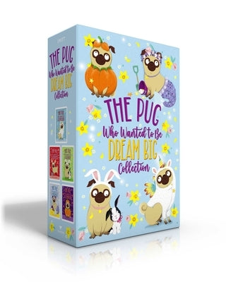 Paperback boxed set of "The Pug Who Wanted to Be" series by Aladdin Paperbacks, featuring three books with colorful covers.