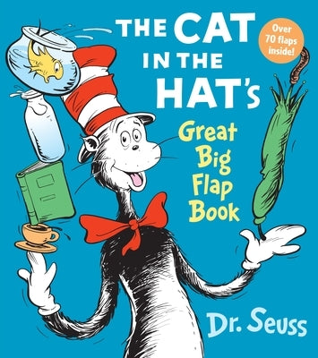 Board book titled "The Cat in the Hat's Great Big Flap" by Random House Books for Young Readers, featuring colorful pages with flap features.