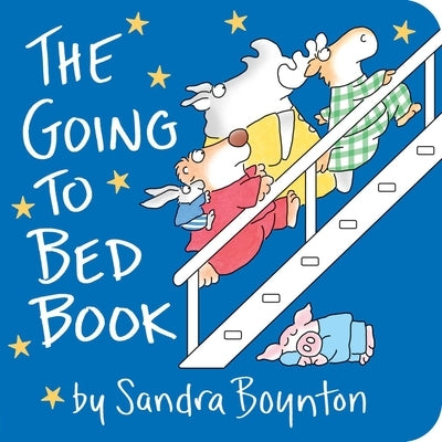 Colorful board book titled "The Going to Bed Book" by Boynton Bookworks, featuring illustrated animals preparing for bedtime.