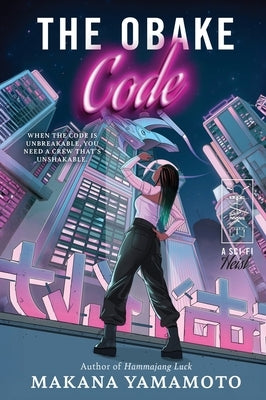 Paperback copy of The Obake Code: A Sci-Fi Heist by Harper Voyager, showing the front cover with futuristic artwork.