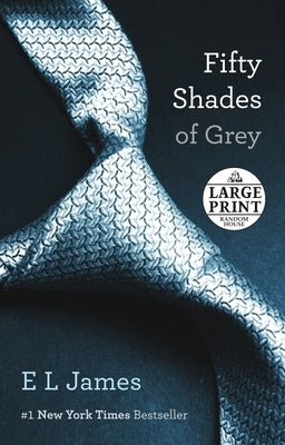 Paperback of Fifty Shades of Grey by Random House Large Print Publishing, showing the book cover with dark and red tones.