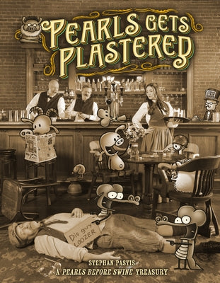Paperback of Pearls Gets Plastered: A Pearls Before Swine Treasury by Andrews McMeel Publishing, showing the book cover with cartoon illustrations.