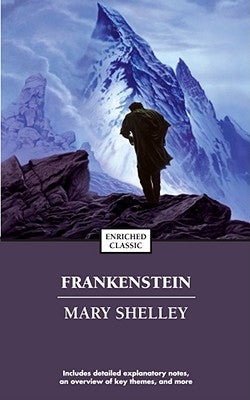 Mass market paperback of Frankenstein by Simon & Schuster, featuring a classic horror novel cover with eerie artwork.