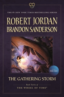 Paperback copy of The Gathering Storm, Book Twelve of the Wheel of Time series by Tor Books, showing the book cover with title.