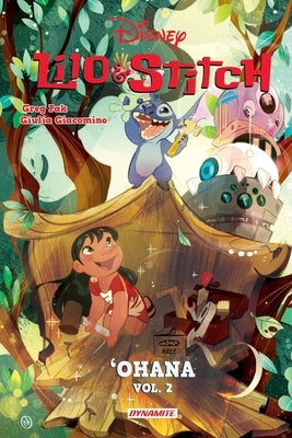 Paperback of Lilo & Stitch Vol. 2: Ohana comic book by Dynamite Entertainment featuring colorful cover art of Lilo and Stitch.